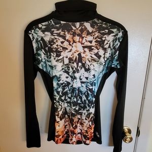 Hot Chillys Vintage Winter Wear Black Front Print Turtleneck szXS